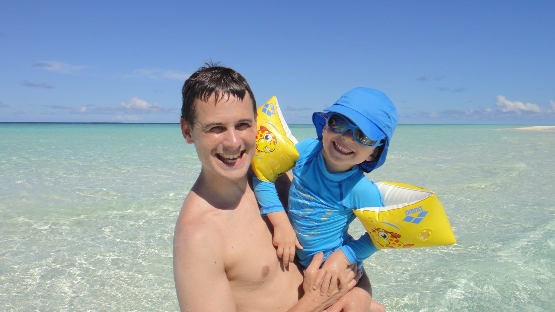 Mathieu et Robin sur le banc de sable