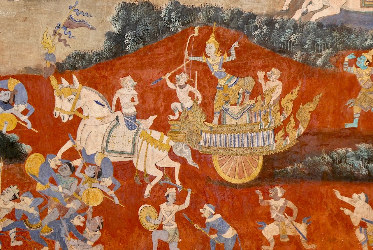 Fresque autour du mur d’enceinte de la Pagode d’argent.